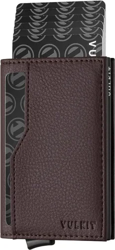 Vista 8 de Cartera con tarjetero VULKIT con bloqueo RFID, diseño minimalista, con ventanas dobles para identificación, cartera desplegable para 12 tarjetas