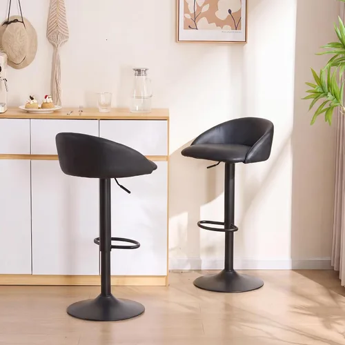 Vista 7 de YOUNIKE Bar Stools Set of 2 Kitchen Bar Chair Counter Height Barstool Black