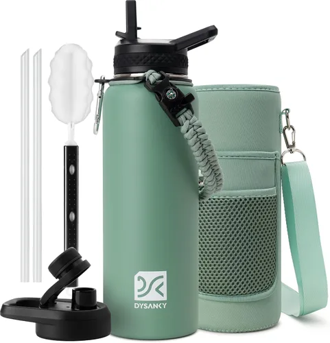 Vista 45 de DYSANKY Botella de agua aislada de 32 onzas, metal al vacío de acero inoxidable grueso, jarra de agua deportiva portátil para gimnasio y senderismo