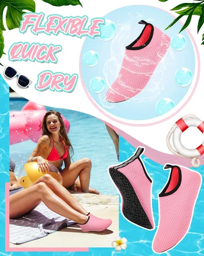 Vista 2 de Handepo 4 pares de zapatos de agua para mujeres y hombres, calcetines de secado rápido, zapatos de natación unisex para playa, piscina, deportes
