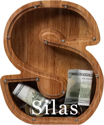 Vista 33 de Alcancía para niños y niñas, alcancía de madera con letra grande del alfabeto con inicial A, banco de monedas, regalos divertidos para cumpleaños