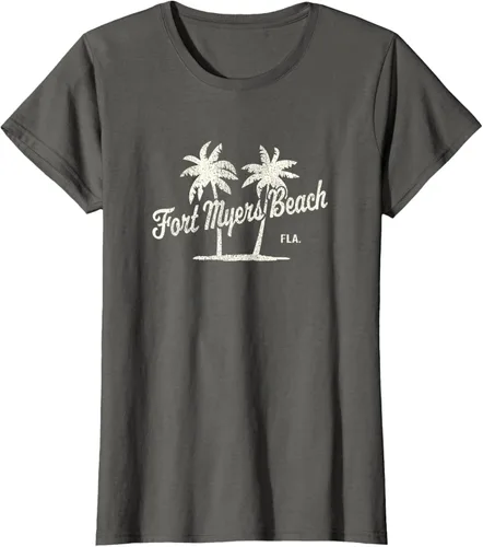 Vista 9 de Fort Myers Beach Florida Vintage 70s Palm Trees Graphic T-Shirt
