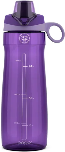 Vista 19 de Pogo Botella de agua de plástico tritán sin bisfenol A con tapa con pico de 18 onzas, color azul