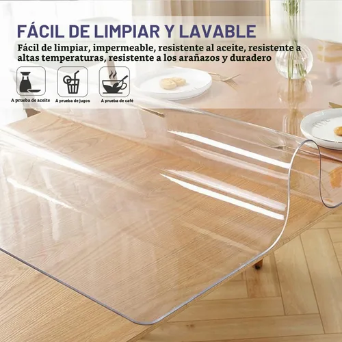 Vista 3 de Mantel de PVC transparente de 8 x 36 pulgadas, protector de mesa de comedor, mantel de plástico transparente, mantel de escritorio de oficina