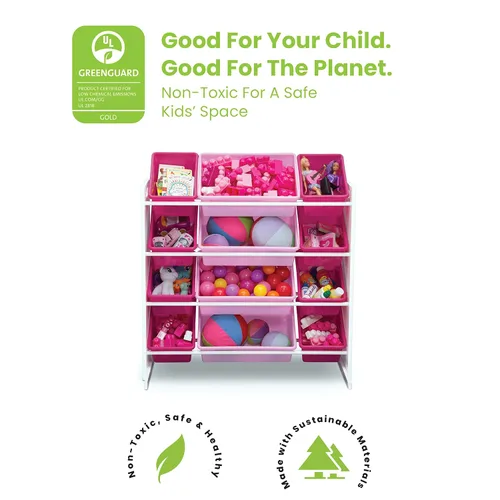 Vista 7 de Delta Children MySize Caja de juguetes de lujo, certificado Greenguard Gold, chocolate oscuro y organizador de almacenamiento de juguetes para niños