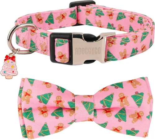 Vista 15 de ADOGGYGO Collar de perro floral con lazo, hebilla de metal, collar ajustable con lazo floral de rosa roja para perros extra pequeños (XS)