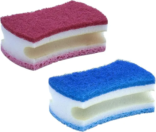 Vista 9 de Esponja exfoliante antiarañazos con un agarre cómodo, esponja de cocina resistente de doble cara, esponja de celulosa, sin arañazos, con juego