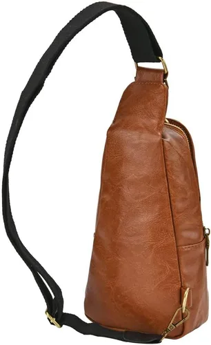 Vista 3 de Bolso bandolera para mujer, de piel sintética, para el pecho, pequeño, para senderismo, viajes, bandolera, mochila para mujeres y hombres