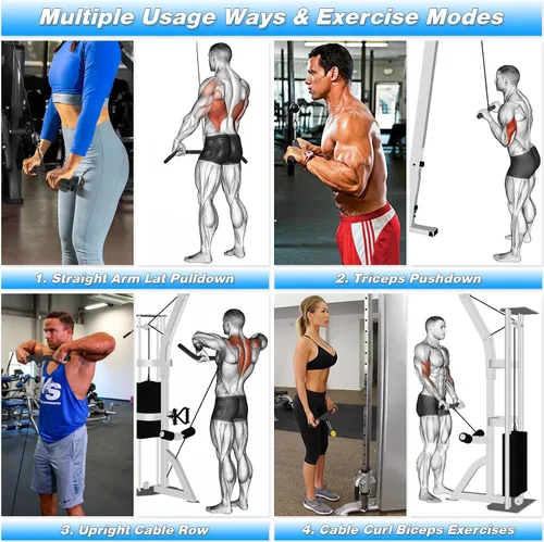 Vista 6 de Fitness Cable Pulley System, Gym LAT and Lift Pulldown Machine Attachments, Home Workouts Equipments for Biceps Triceps Shoulder Arm Curl Forearm