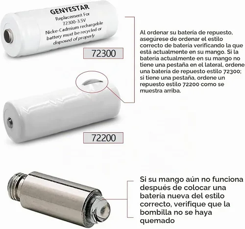 Vista 3 de Batería de repuesto para baterías recargables Welch Allyn 72300 1300 mAh