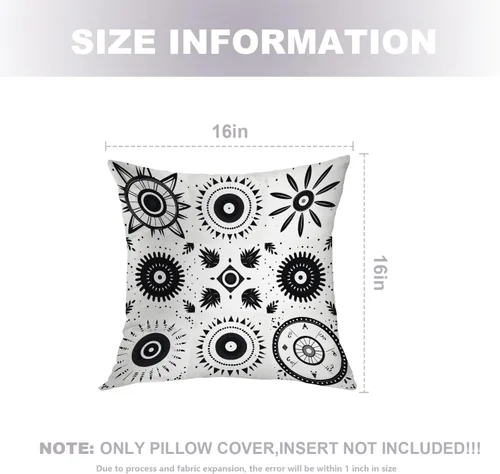 Vista 5 de Geometric Patterns Throw Pillow Covers, Black and White Designs Cushion Cases Digital Blended Hidden Zipperl Decorative Pillow Covers Square 16X16