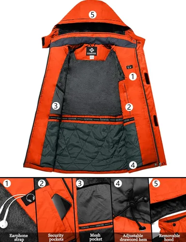 Vista 3 de GEMYSE Men's Mountain Waterproof Ski Snow Jacket Winter Windproof Rain Jacket