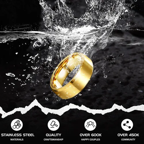 Vista 3 de Jstyle Anillos de acero inoxidable para hombres, anillo de boda, banda simple y genial, 0.315 in de ancho, 3