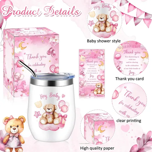 Vista 3 de Hoolerry Juego de 6 tazas para baby shower, vaso de acero inoxidable de 12