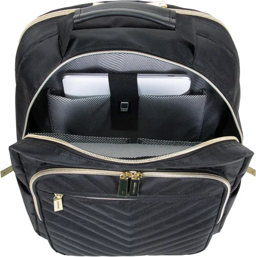 Vista 15 de Kenneth Cole REACTION Madison Square - Equipaje rígido expandible con estilo de Chevron para mujer, Negro), 5717905