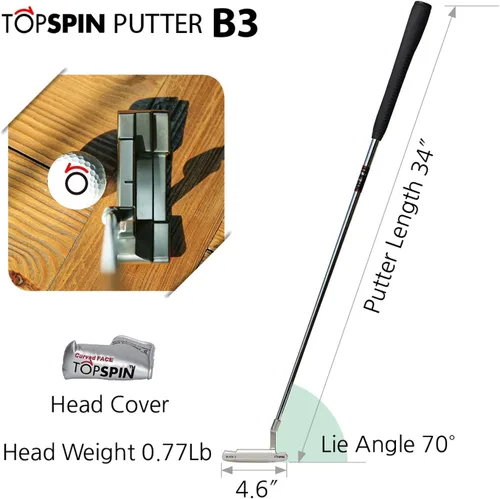 Vista 2 de TOPSPIN Paleta de putter de golf 3 diseñada para generar fácilmente topspin a través del efecto Gear - JAMESMILR (B3)