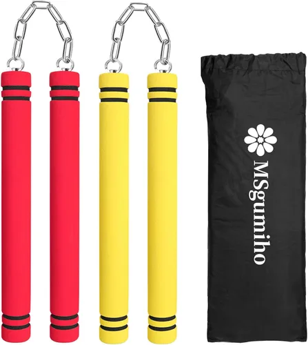 Vista 8 de Nunchakus de entrenamiento de goma espuma seguros con cadena de acero para niños, adultos y principiantes, para la práctica y el entrenamiento