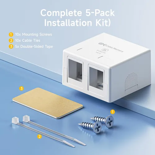 Vista 7 de Cable Matters Caja de montaje en superficie con conector Keystone de 2 puertos con certificación UL, color blanco Caja de montaje en superficie