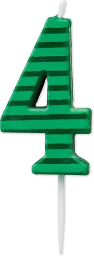 Vista 14 de Papyrus Vela de cumpleaños número 0, rayas verdes (1 unidad)