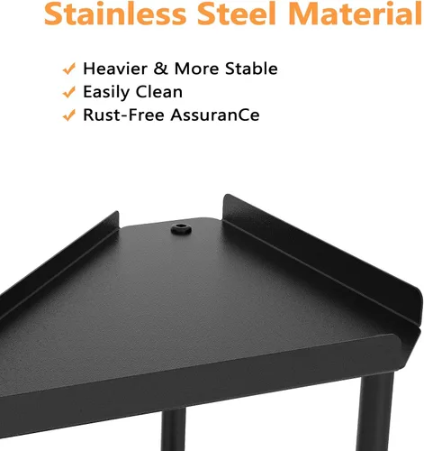 Vista 5 de FLE - Organizador esquinero para encimera de baño, color negro 2 Tier Corner Shelf, Tabletop Mount,Waterproof solid shelf fits bathroom toiletries