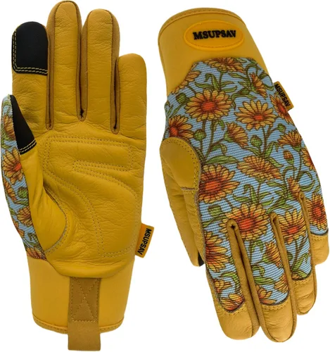 Vista 9 de Guantes de jardinería a prueba de espinas y resistentes a pinchazos con agarre, guante de jardín para mujer, regalos de cuero para trabajo