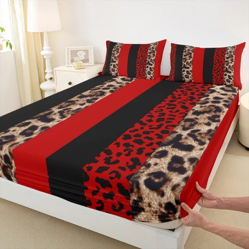 Vista 21 de Sábana bajera ajustable para niños, tamaño individual, diseño de cebra y leopardo con purpurina, decoración de habitación para niñas y mujeres, A1
