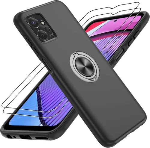 Vista 100 de Gritup - Funda para Galaxy A05S con protector de pantalla HD×2, funda protectora para teléfono a prueba de golpes con soporte magnético de anillo