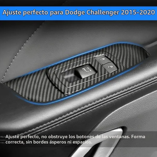 Vista 7 de Karltys Cubierta de panel de interruptor de ventana para Dodge Challenger 2015-2023, accesorios de fibra de carbono, interruptor de control