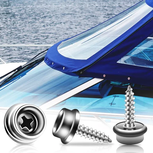 Vista 5 de Broches de lona para barco, broches marinos de acero inoxidable, kit de acero inoxidable para cubierta de barco con tornillo a presión de 3/8 Plata