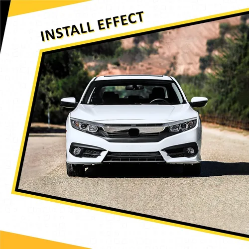 Vista 7 de Parrilla de parachoques delantero con cromo + 2 bordes cromados para párpados para Honda Civic Sedan 2016 2017 2018