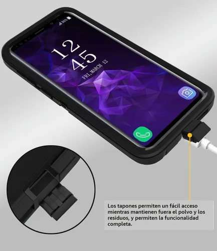 Vista 5 de Funda protectora a prueba de golpes para Samsung Galaxy S9 Plus, 6.2 pulgadas (negro)