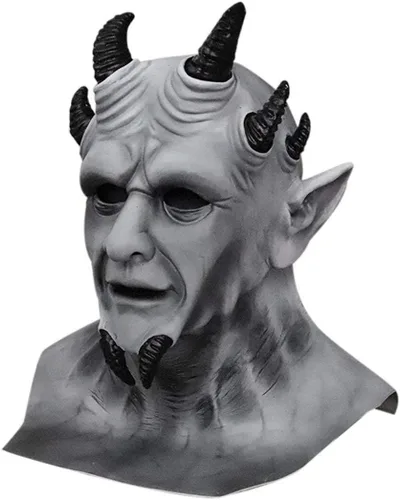 Vista 2 de brableewear Sin of Pride Superbia Máscara de demonio espeluznante de cabeza completa, máscara de látex de Halloween Cosplay accesorios para adultos