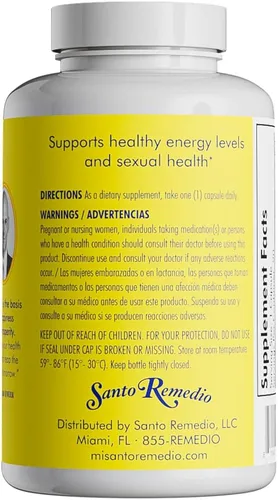 Vista 2 de Santo Remedio Maca, ayuda a mantener niveles de energía saludables, suplemento dietético, 750 mg por porción, vegetariano, sin sabores artificiales