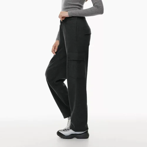 Vista 3 de Pantalones deportivos para mujer, casuales, con forro polar, cintura alta, color sólido, pantalones deportivos con bolsillos