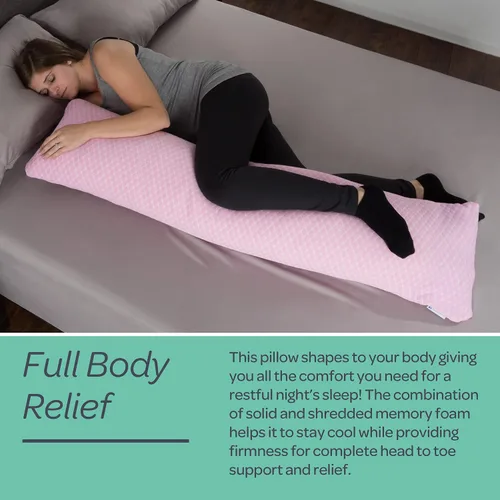 Vista 3 de Lavish Home - Almohada corporal de espuma viscoelástica, para dormir de lado, dolor de espalda, mujeres embarazadas, dolor de piernas y rodillas Rosa
