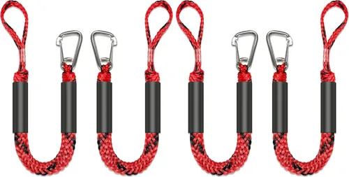 Vista 8 de Líneas de defensa de 2.5 pies, 2 piezas, líneas elásticas premium para barco con clip de acero inoxidable 316 para parachoques de barco/defensa