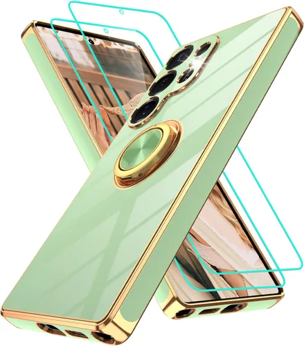 Vista 45 de Funda para Motorola Moto G 5G 2024: Funda Moto G Play 5G 2024 con 2 piezas de protectores de pantalla, soporte de anillo de rotación de 360°