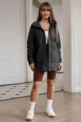 Vista 5 de Herseas Impermeable rompevientos ligero para mujer, impermeable, plegable, para exteriores, con capucha
