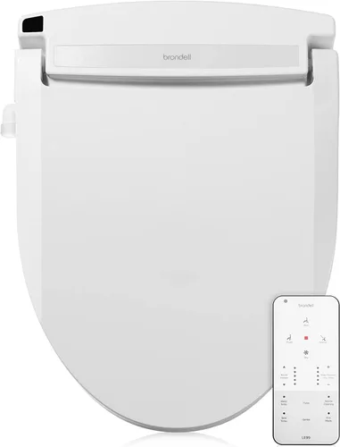 Vista 14 de Brondell LT89 - Asiento de inodoro con bidé eléctrico, se adapta a inodoros alargados, color blanco – Control lateral, lavado con agua caliente