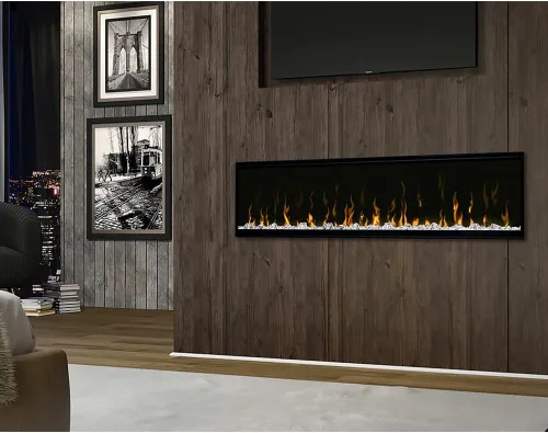 Vista 5 de Dimplex IgniteXL Chimenea Eléctrica Lineal Empotrada de 60 pulgadas con Accesorios de Madera Deriva y Piedra de Río - Negro, XLF60 y LF74DWS-KIT
