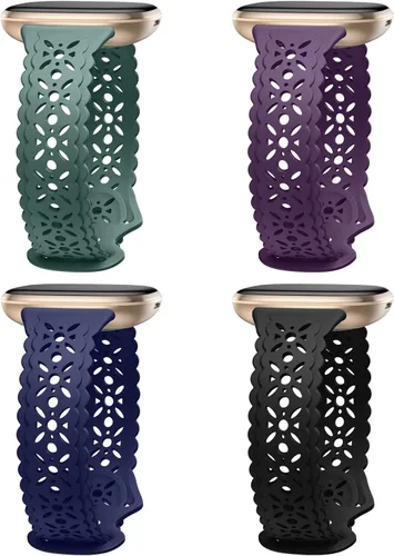 Vista 15 de Dirrelo Paquete de 4 bandas de encaje de silicona compatibles con bandas de Fitbit Sense/Bandas de Fitbit Versa 3 para mujer/Bandas de Fitbit Versa