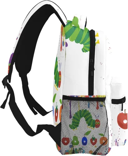 Vista 3 de OIUCANP Mochila The Very Hungry Caterpillar, mochila informal de viaje para hombres y mujeres, bolsa de deportes al aire libre multifunción, Negro
