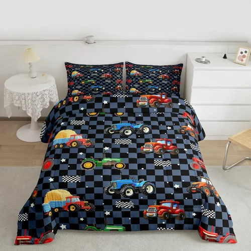 Vista 43 de Feelyou Juego de edredón de coche de carreras, tamaño individual, juego de ropa de cama de coche deportivo de velocidad para niños y niñas, edredón