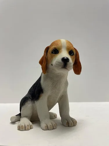 Vista 6 de Figura decorativa Beagle de 4.25 pulgadas, color marrón y blanco
