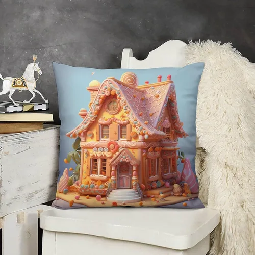 Vista 15 de Funda de cojín con diseño de casa de pan de jengibre con galletas, fundas de almohada cuadradas para sofá y cama, fundas de almohada cuadradas