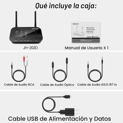 Vista 8 de SIMOLIO Receptor transmisor Bluetooth para TV, adaptador de baja latencia