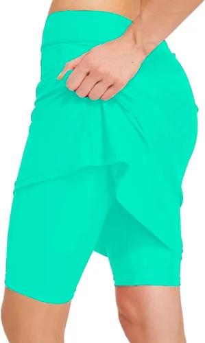 Vista 14 de Pantalones cortos de natación con falda para mujer, protección solar UPF 50+, parte inferior de natación con falda adjunta Negro