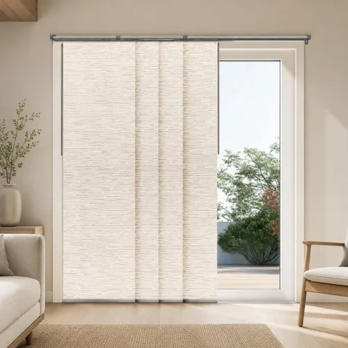 Vista 25 de CHICOLOGY Elegantes Persianas Verticales Transparentes Blancas para el Hogar, Ventanas Interiores Grandes, Puerta Corrediza, Patio (78" An x 84" Al)