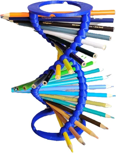 Vista 19 de Znet3D DNA Helix Portalápices – Innovador organizador de escritorio – 9 pulgadas de alto – Capacidad para 23 lápices – Diseño liso de borde redondo