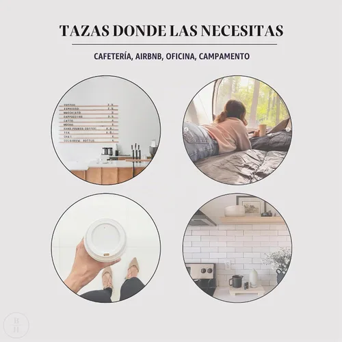 Vista 7 de BrewHouse - Tazas de café desechables con tapas, 12 onzas, tazas de café de papel de lujo con tapas, 25 unidades, color verde
